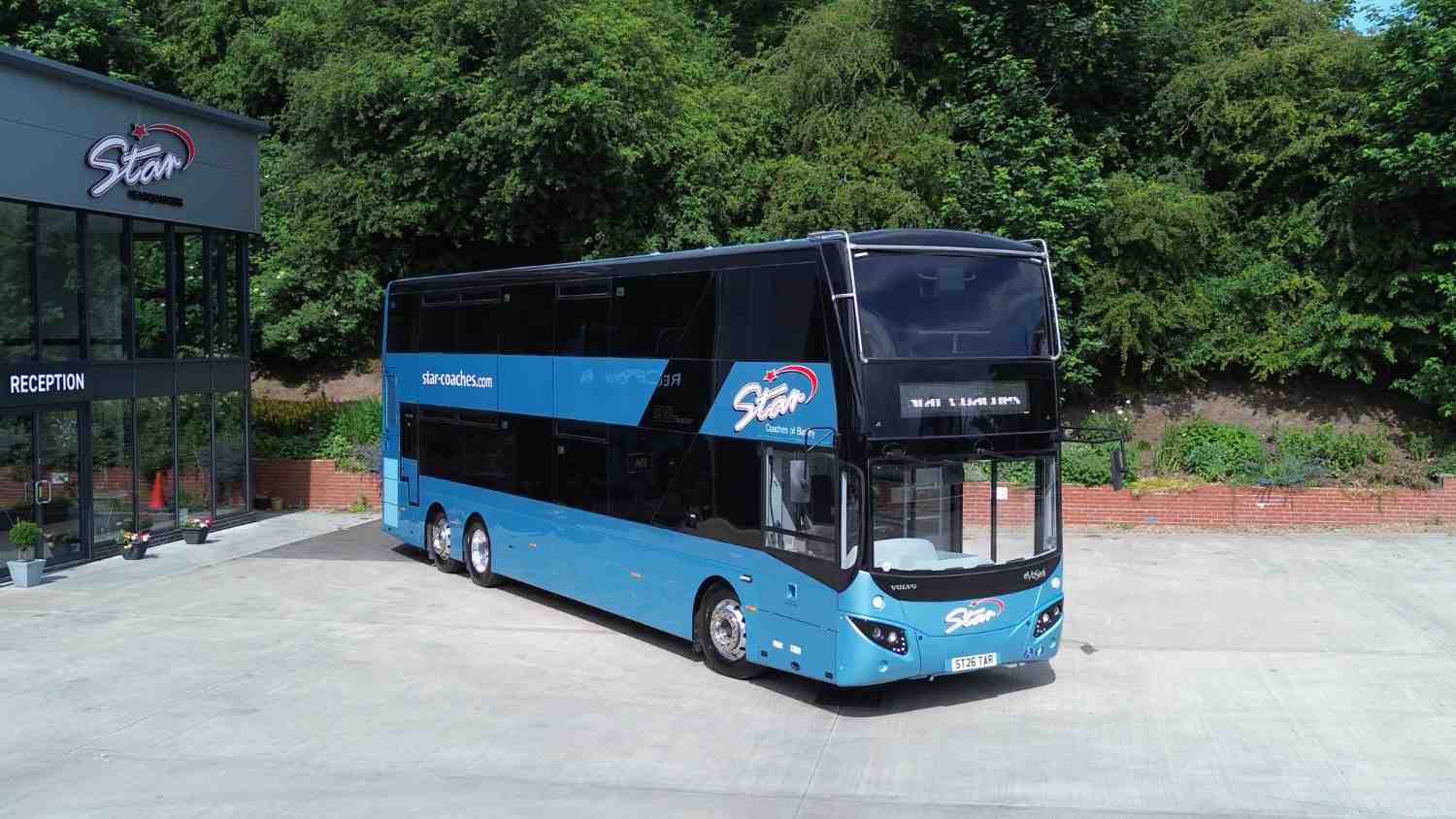 Double Decker Mega 98 Seater Coach side view
